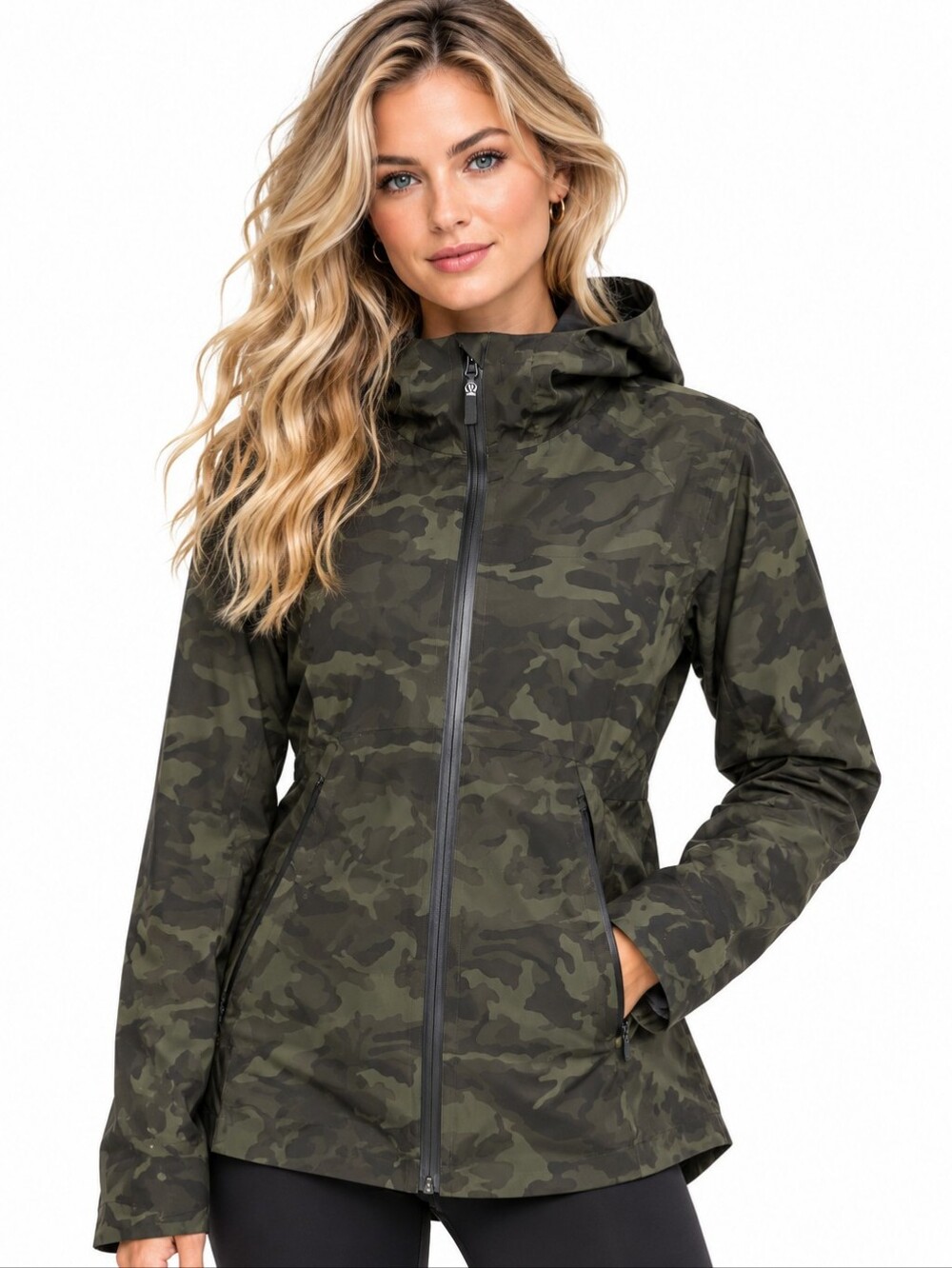 Lululemon Break a Trail Jacket 4 Incognito Camo Gator Green Waterproof EUC
